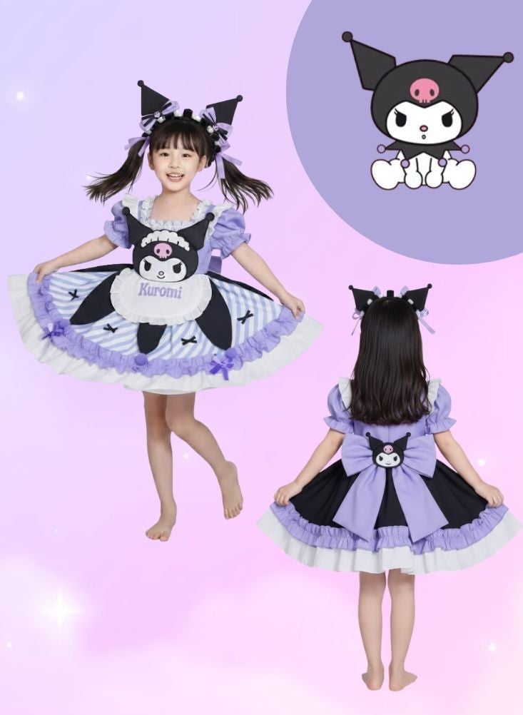 بريميم زي تنكري مستوحى من كورومي للأطفال - زي شخصية كرتونية قوطية أرجوانية للبنات، مناسب لأعياد الميلاد والتنكر. - Image 1